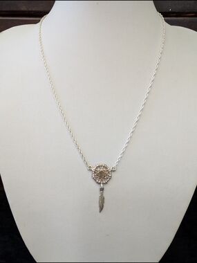 Harley-Davidson Sterling Silver Dreamcatcher Necklace with Feather Charm